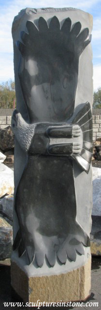 Stone Sculpture Mirriored Flight Eagle